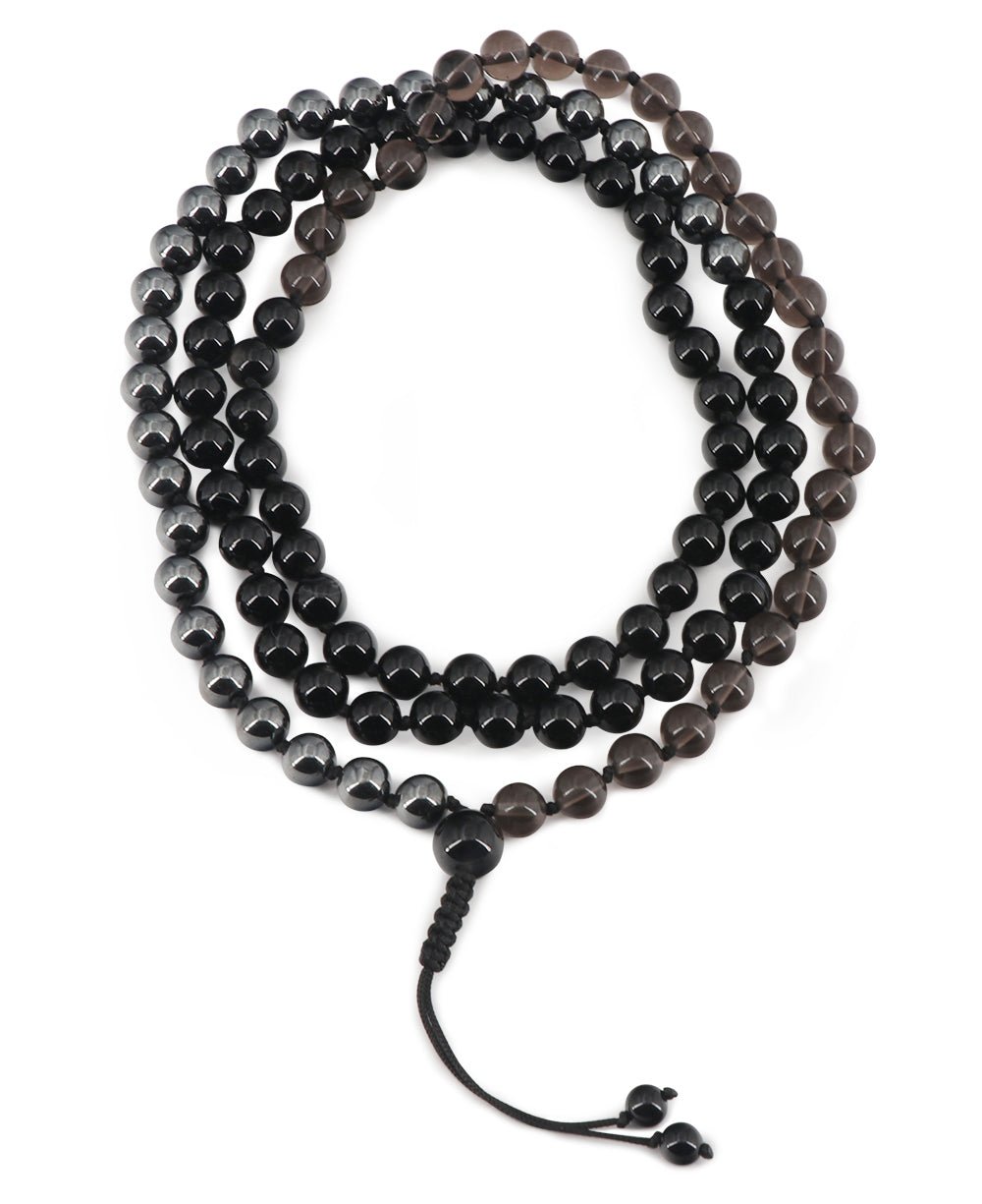 Protection and Centering Gemstones Knotted 108 Beads Meditation Mala - Prayer Beads