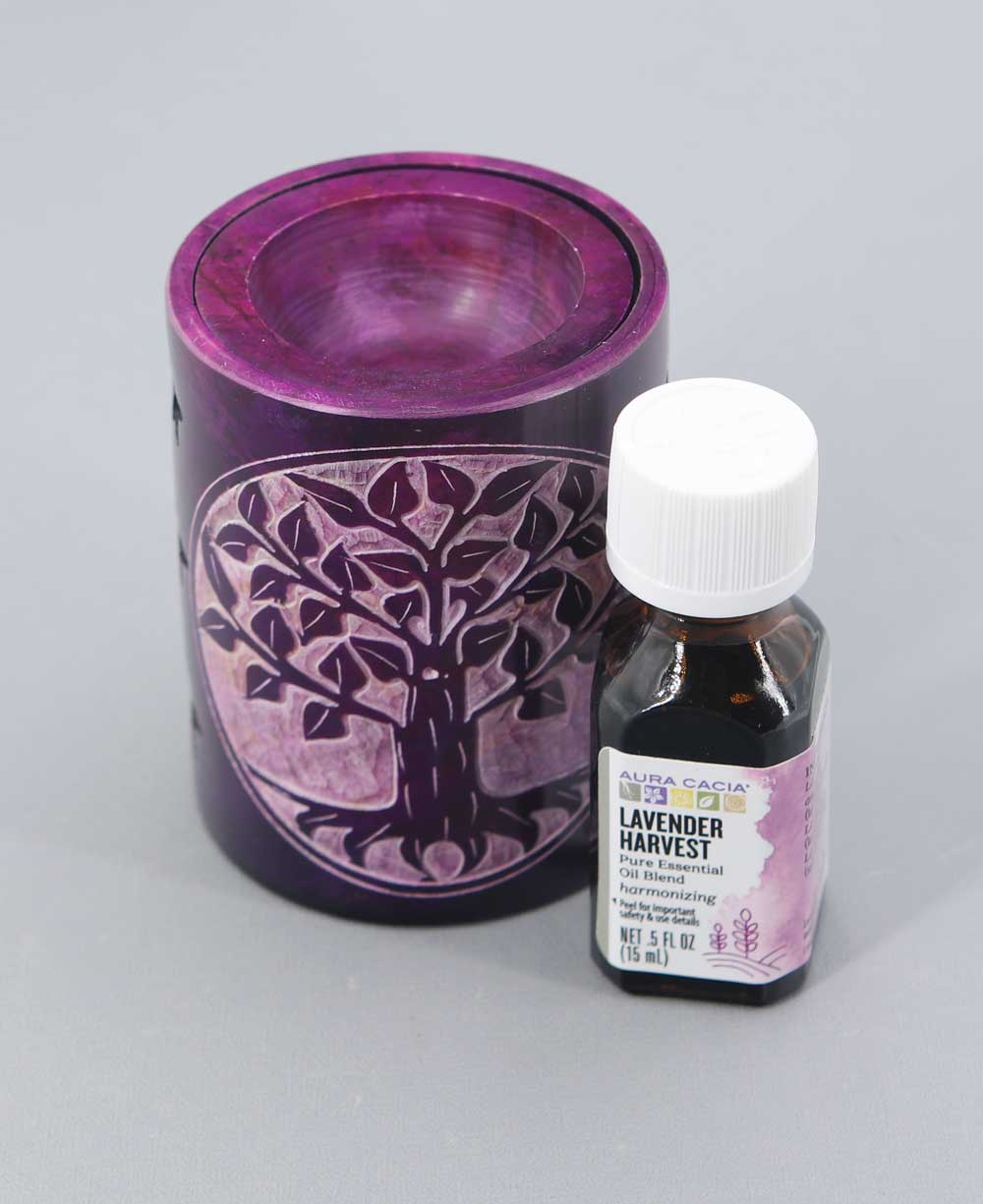 Purple Tree of Life Oil Burner With Lavender Essential Oil Blend - Candle & Oil Warmers