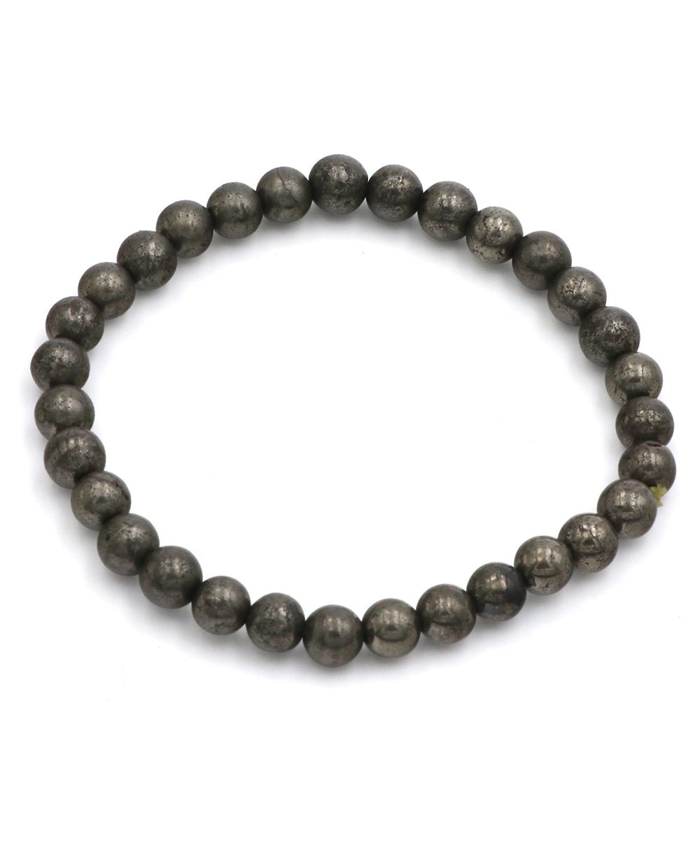 Pyrite Gemstone Bead Bracelet -