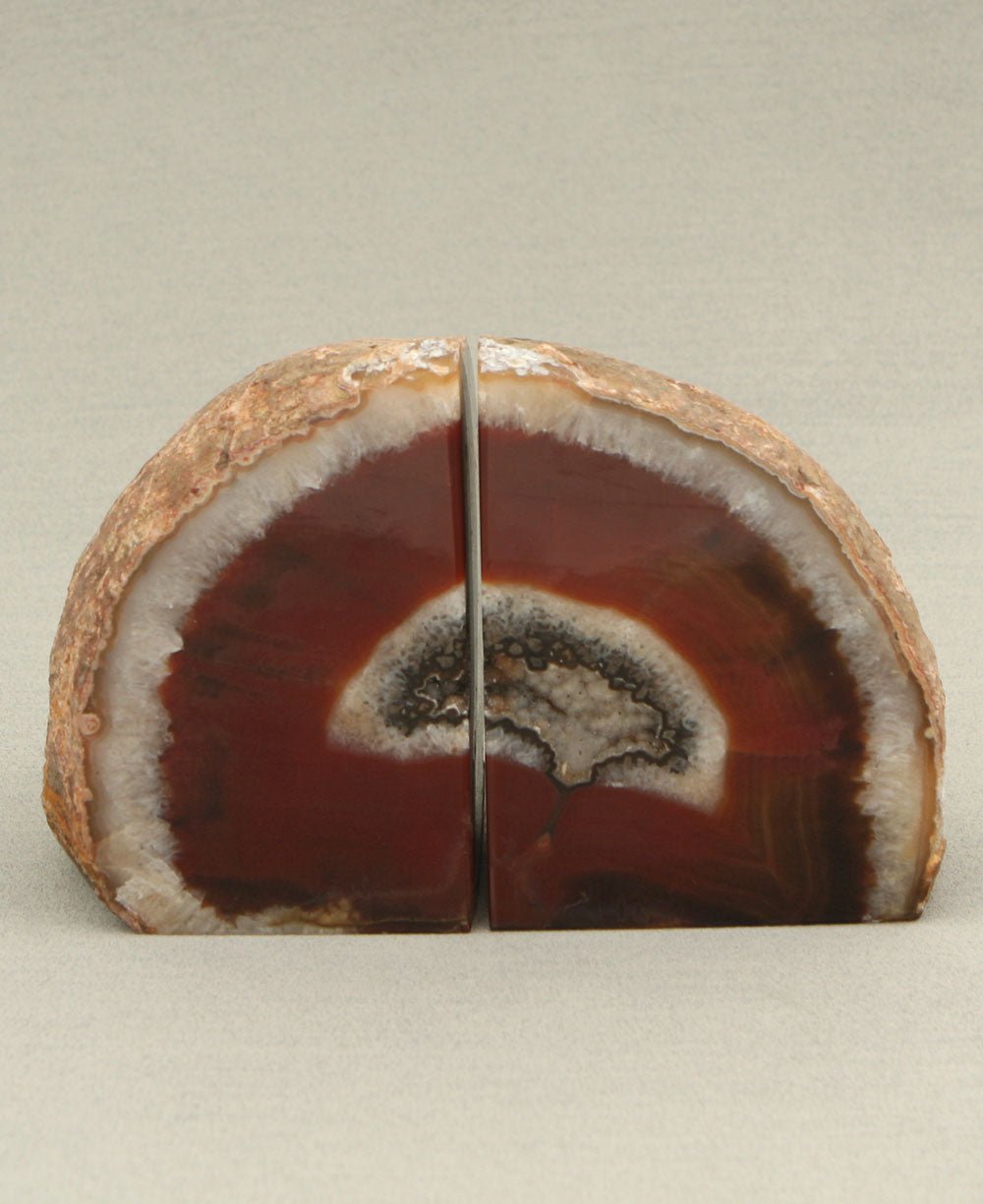 Red Agate Gemstone Geode Bookends -