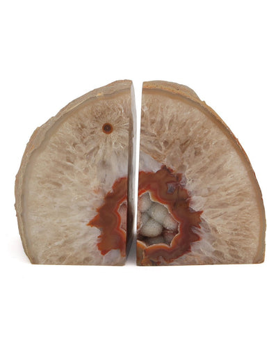 Red Agate Gemstone Geode Bookends -