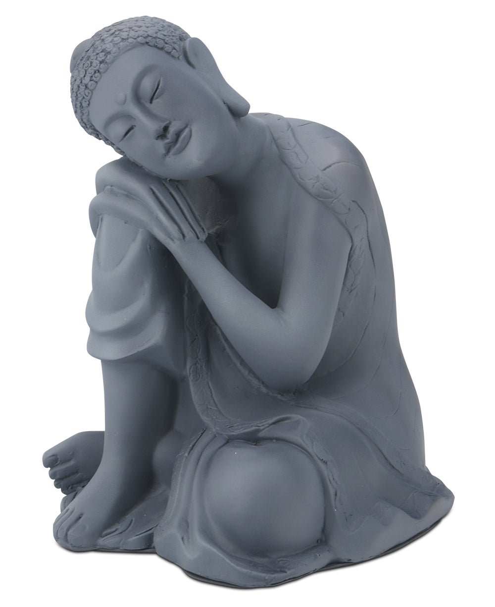 Resting Buddha Statue Grey - Sculptures & Statues