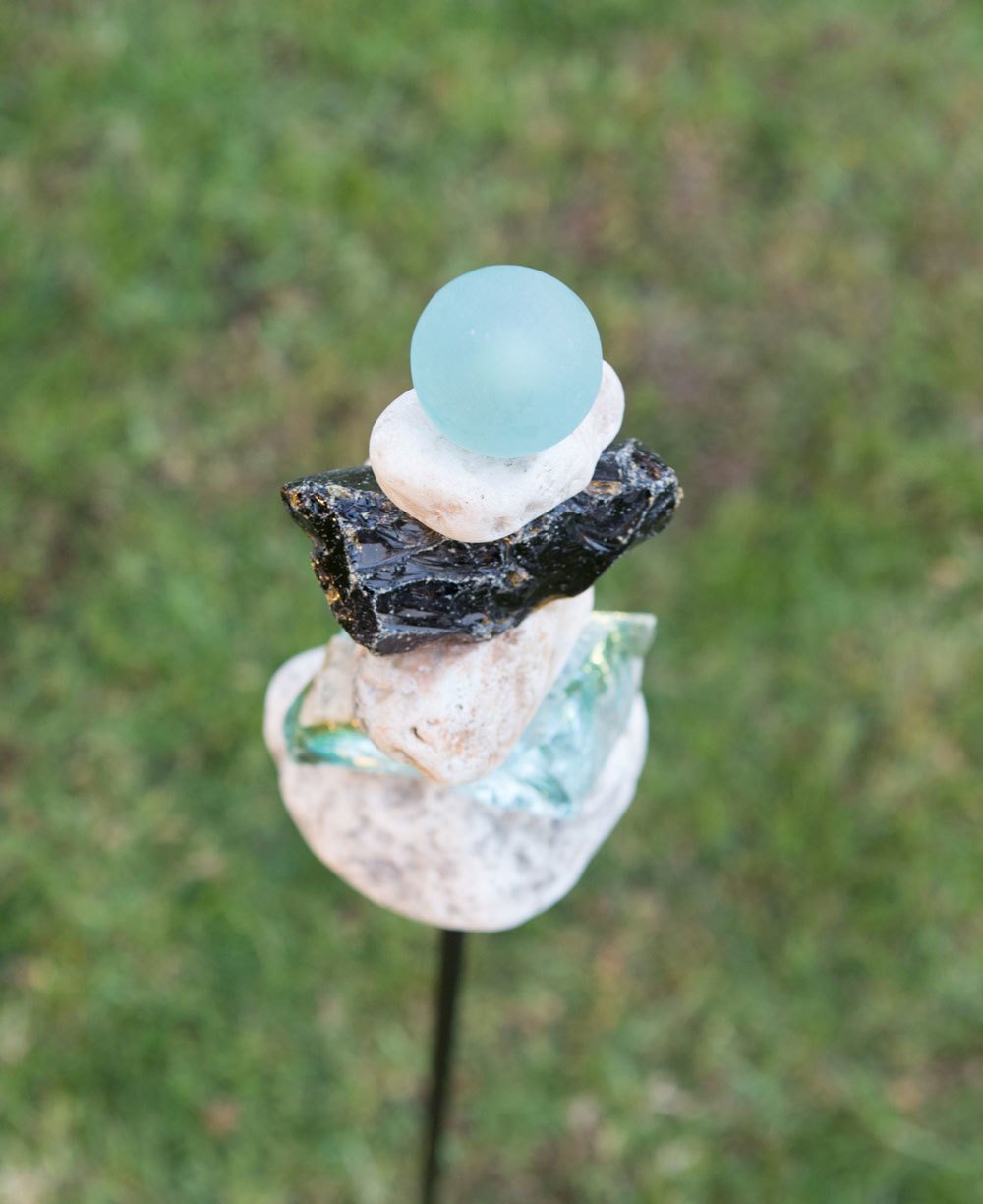 Rocky Stone Cairn Garden Stake, 4 Feet - Home