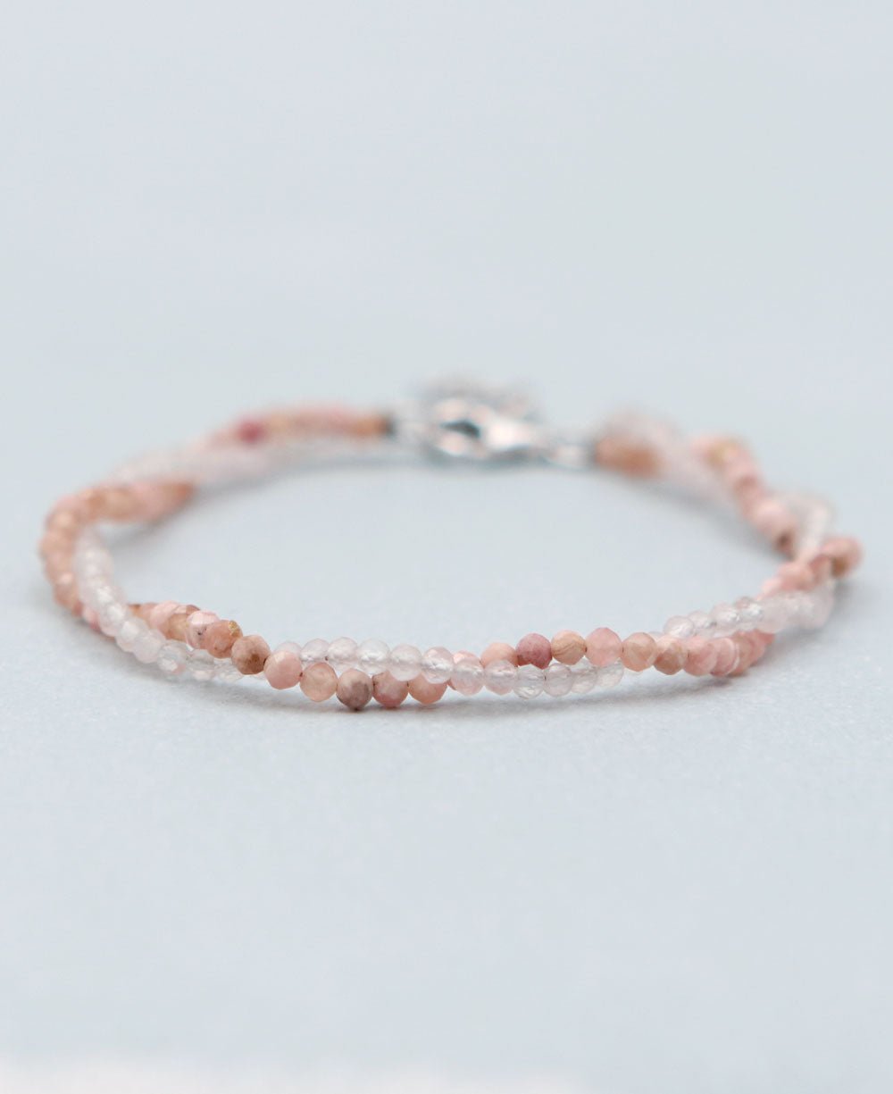 Rose Quartz and Rhodonite Twist Bracelet for Love - Bracelets