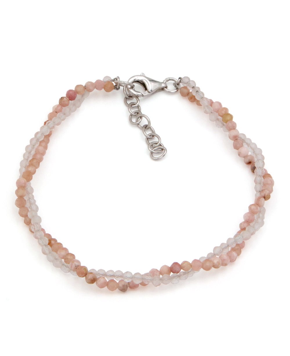 Rose Quartz and Rhodonite Twist Bracelet for Love - Bracelets