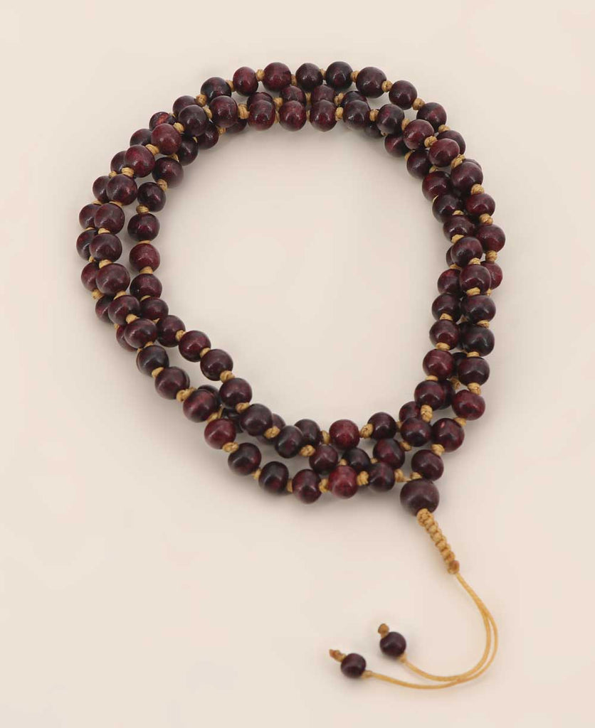 Rosewood Meditation Mala with Knotted Beads