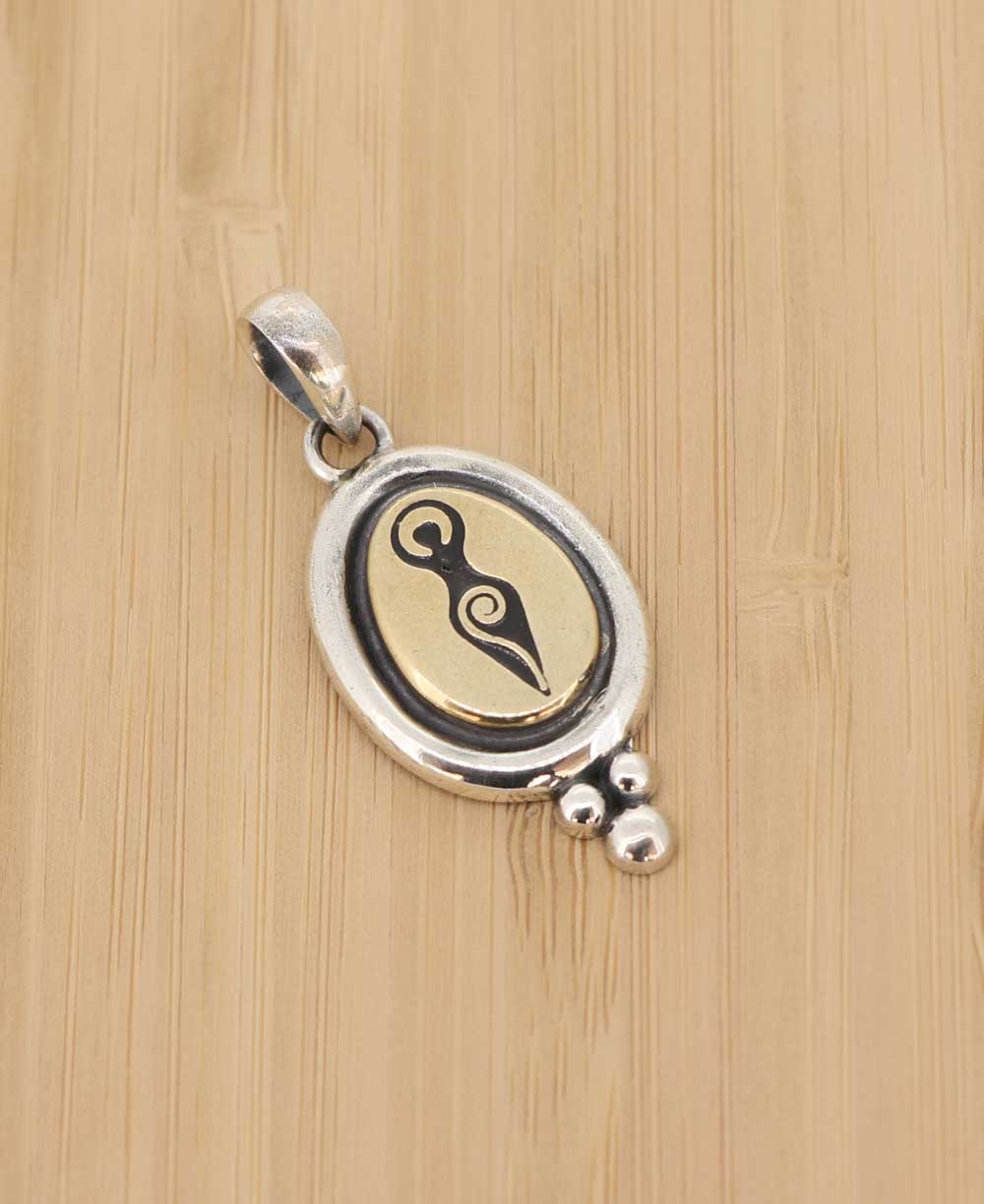 Sacred Feminine Goddess Pendant in Sterling Silver and Brass - Pendants