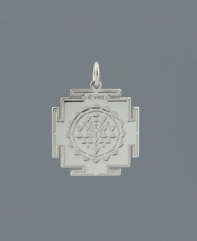 Sacred Geometry Sterling Silver Sri Yantra Pendant - Charms & Pendants