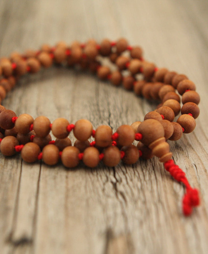 Sandalwood Japa Meditation Mala, 108 Beads Knotted -