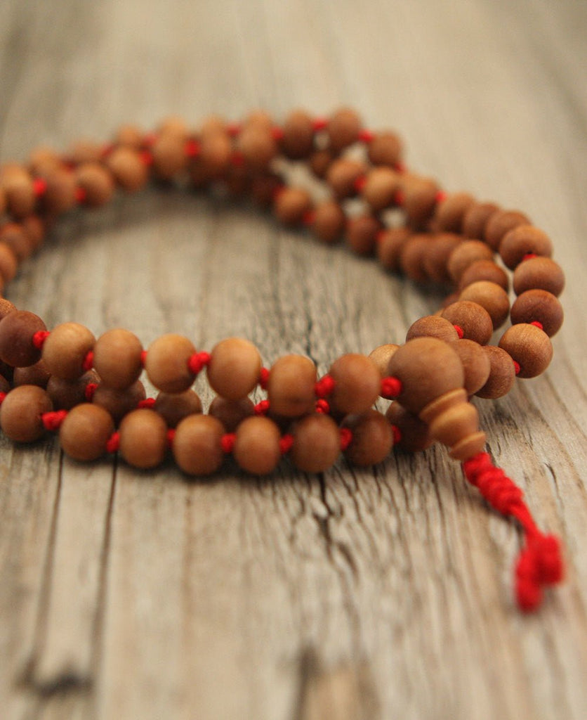 Sandalwood Japa Meditation Mala, 108 Beads Knotted – Buddha