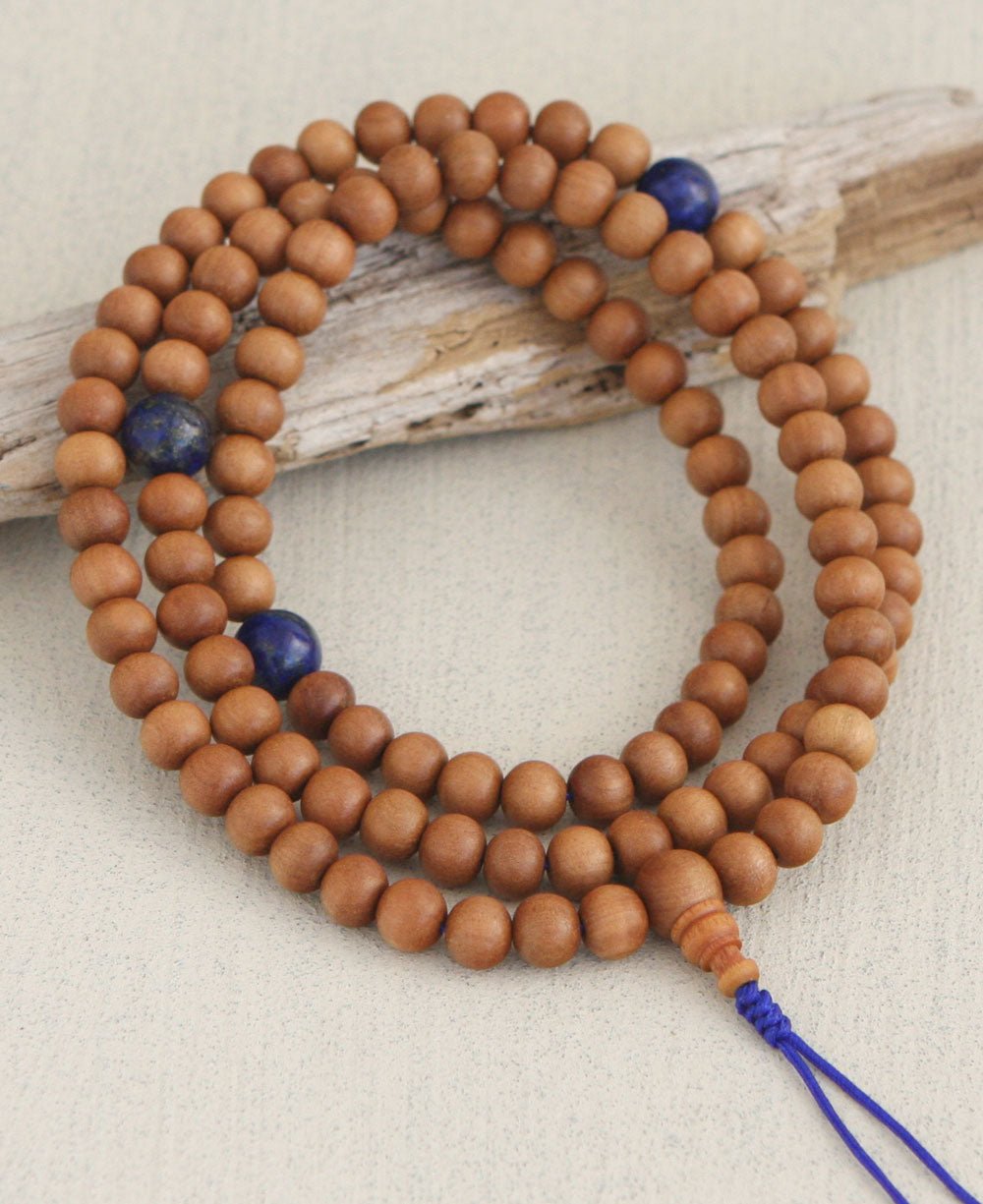 Sandalwood Mala with Lapis Counters - Prayer Beads