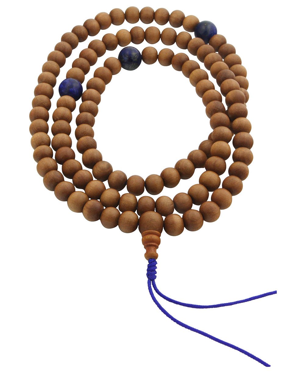 Sandalwood Mala with Lapis Counters - Prayer Beads