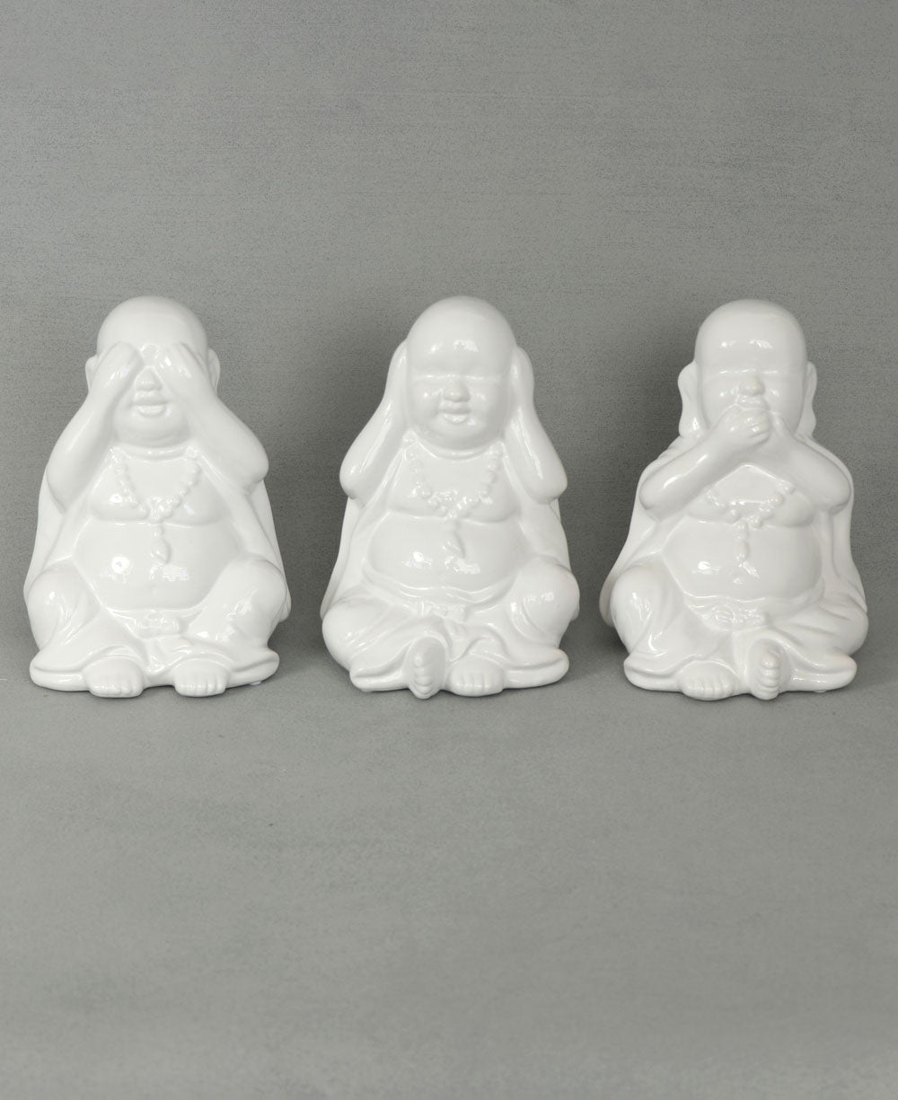 See No Evil, Hear No Evil, Speak No Evil Happy Buddha Trio Statues - Sculptures & Statues