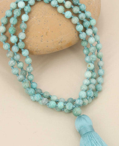 Serene Amazonite Meditation Mala, Knotted 108 Beads - Prayer Beads 6mm