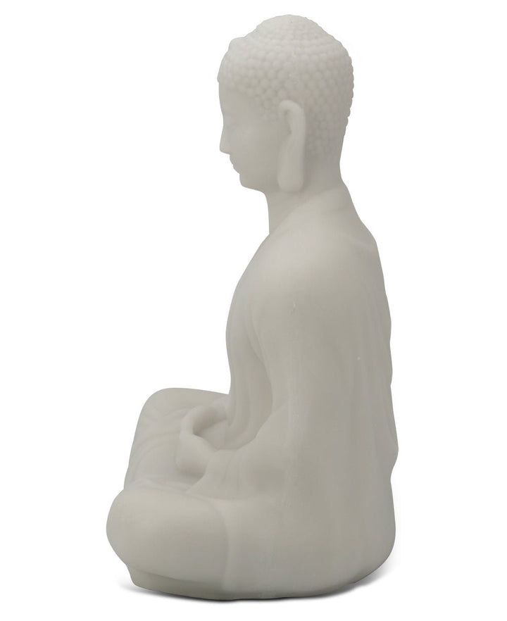 Serene Buddha Statue in Pearl White Finish - Sculptures & Statues