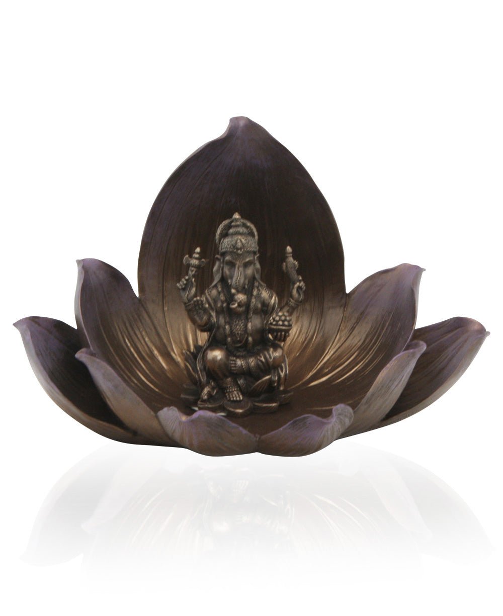 Serene Ganesh Lotus Statue and Incense Burner - Sculptures & Statues