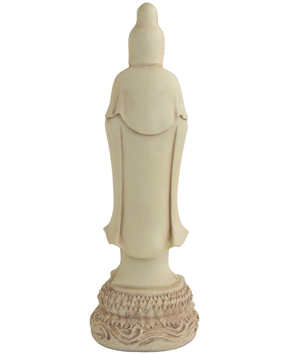 Serene Praying Kuan Yin Statue in Stone Finish - Statues