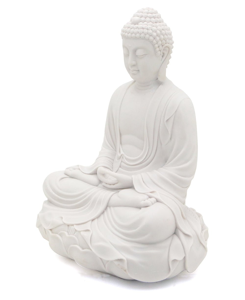 Serene White Garden Meditating Buddha statue - Sculptures & Statues