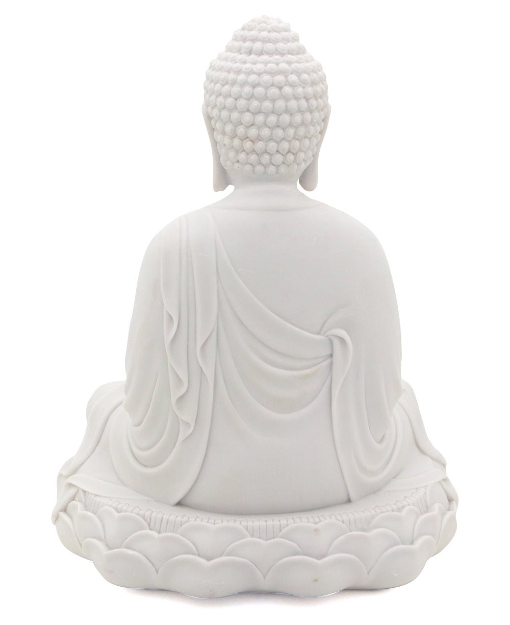 Serene White Garden Meditating Buddha statue - Sculptures & Statues