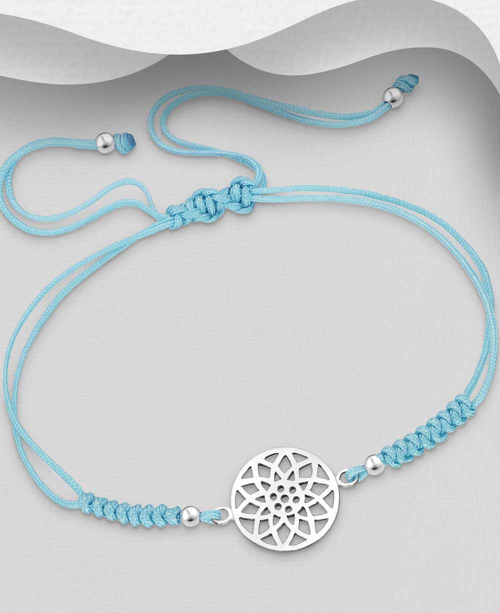 Serenity Lotus Mandala Silver Bracelet - Bracelets Aqua