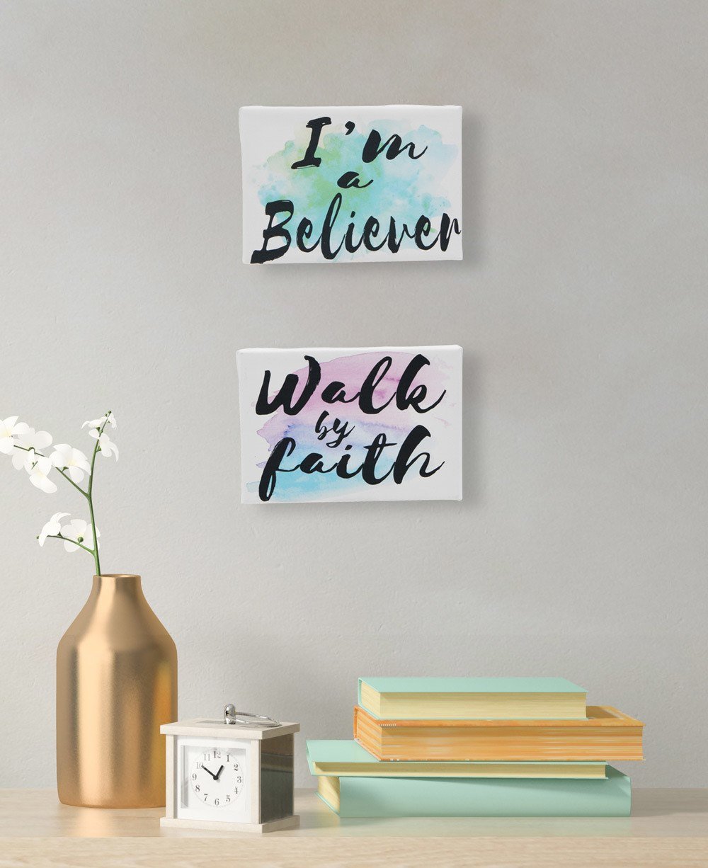Set of 2 Watercolor Faith Signs, USA - Posters, Prints, & Visual Artwork