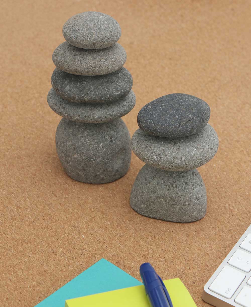 Set of 3 Miniature Stone Zen Cairn Natural Rock Sculptures - Sculptures & Statues