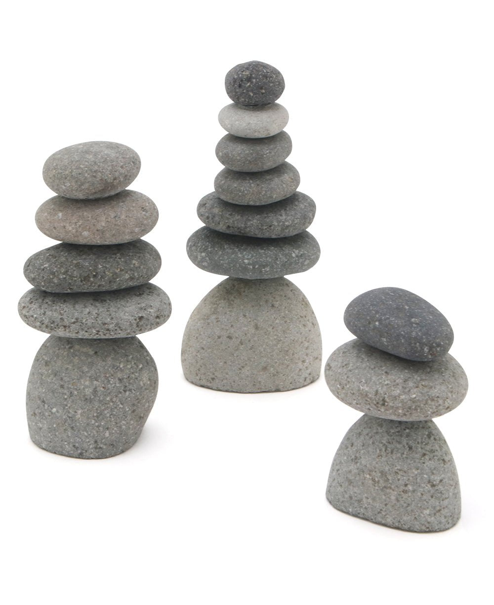 Set of 3 Miniature Stone Zen Cairn Natural Rock Sculptures - Sculptures & Statues