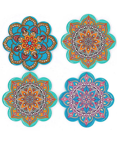 Set of 4 Ceramic Mandala Coasters - Coasters
