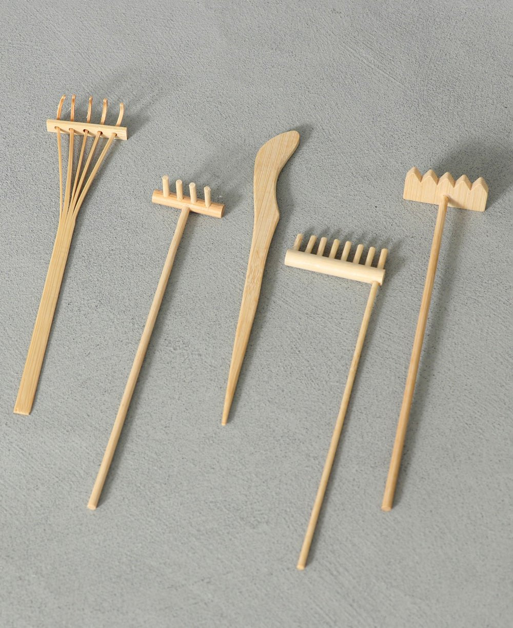 Set of 5 Bamboo Rakes for Desk Zen Garden - Home & Garden