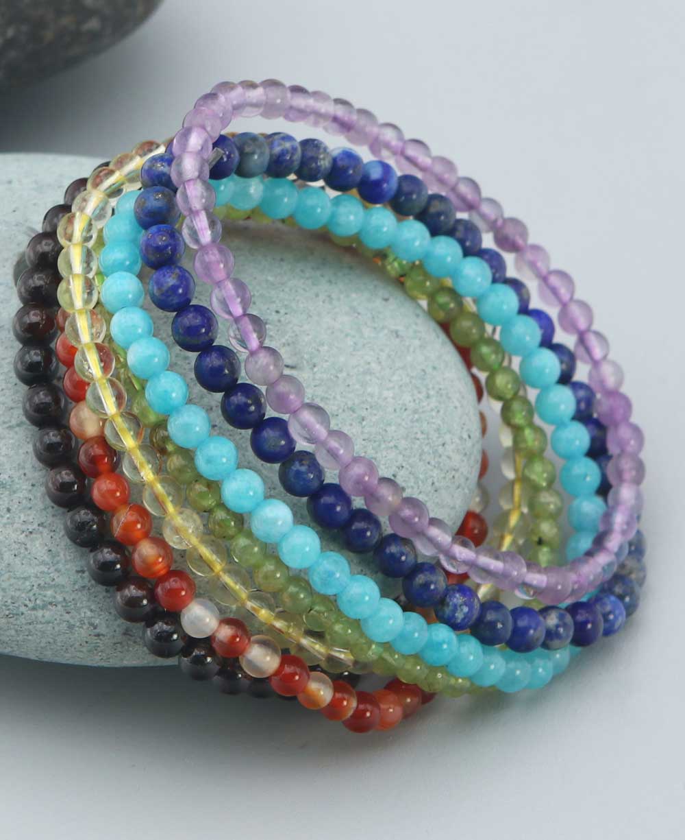 Set of 7 Chakra Energy Stretch Bracelets - Bracelets
