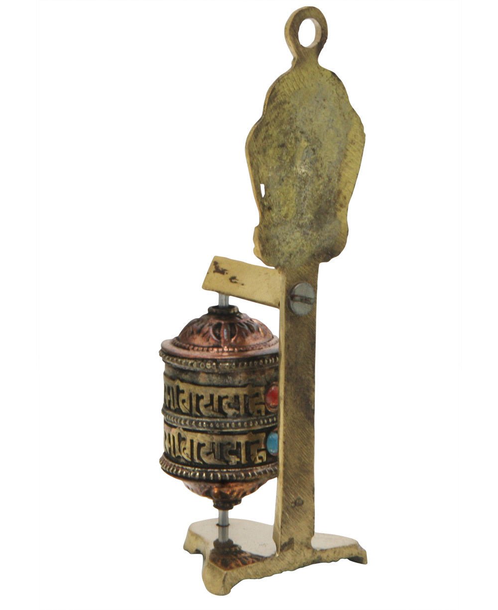 Set of Eight Miniature Prayer Wheels with Tibetan Auspicious Symbols - Religious Altars