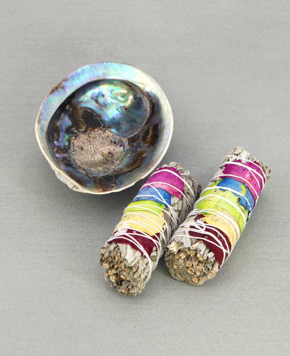 Set of Rose Petal White Sage bundles with Abalone Shell -
