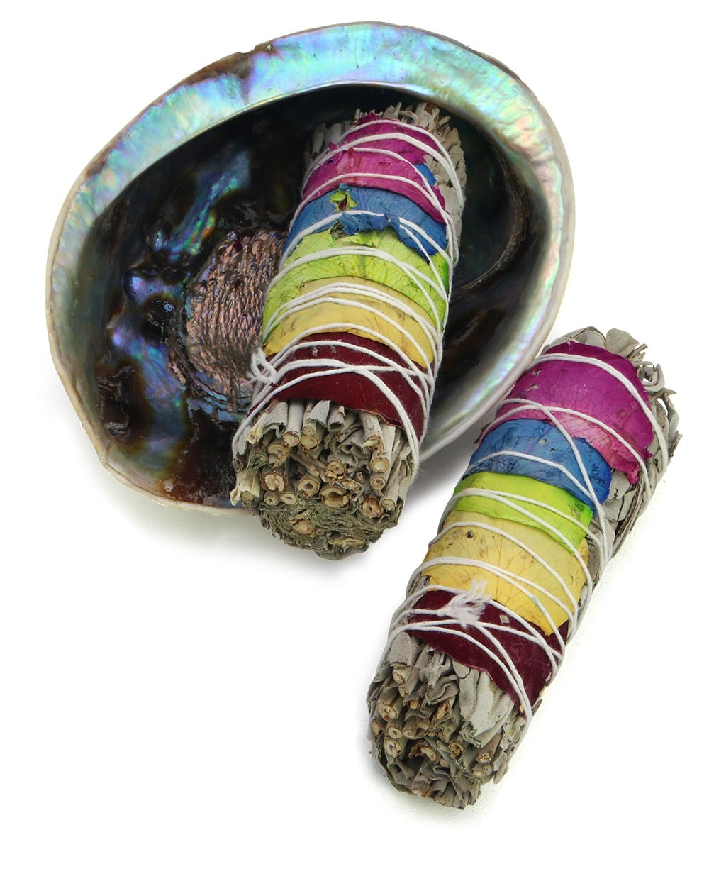 Set of Rose Petal White Sage bundles with Abalone Shell -