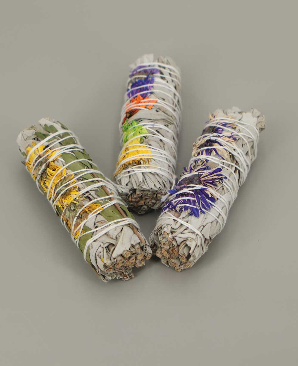 Set of Three Floral Sage Bundles and Palo Santo Sticks - Meditation