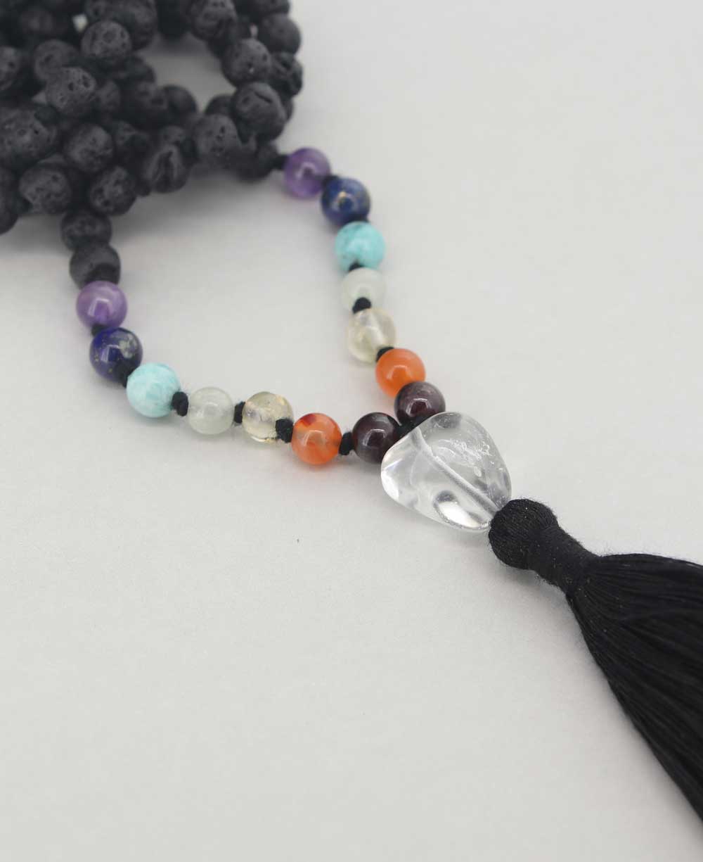 Seven Chakras Lava Beads Meditation Japa Mala - Prayer Beads