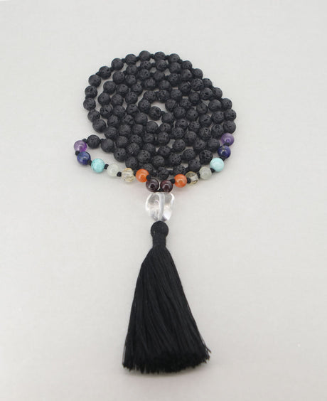 Seven Chakras Lava Beads Meditation Japa Mala - Prayer Beads