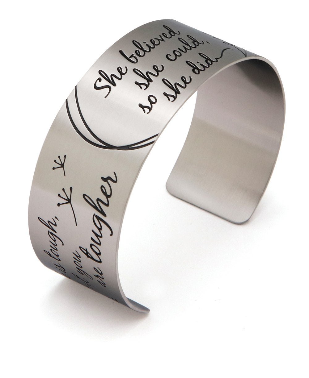 She Believed She Could, So She Did Inspirational Cuff Bracelet - Bracelets