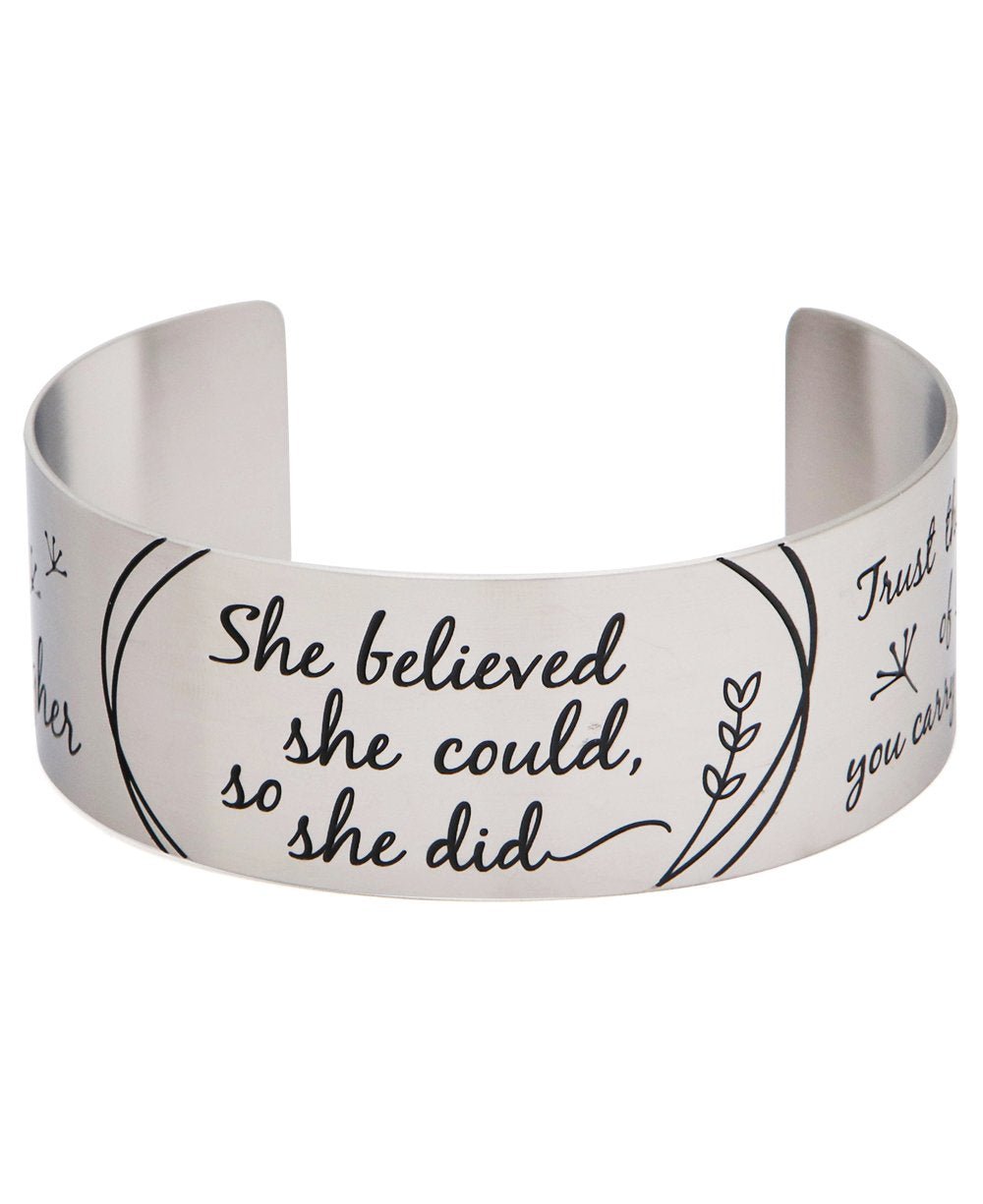 She Believed She Could, So She Did Inspirational Cuff Bracelet - Bracelets