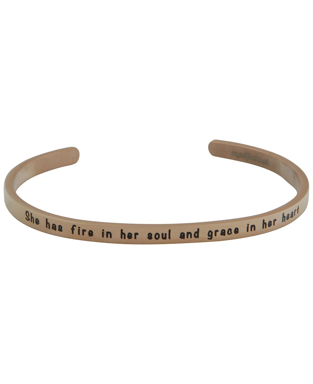 She Has Fire in Her Soul Inspirational Women's Cuff - Bracelets Silver