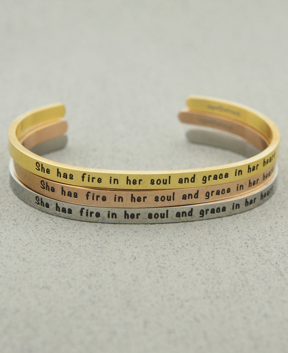 She Has Fire in Her Soul Inspirational Women's Cuff - Bracelets Silver