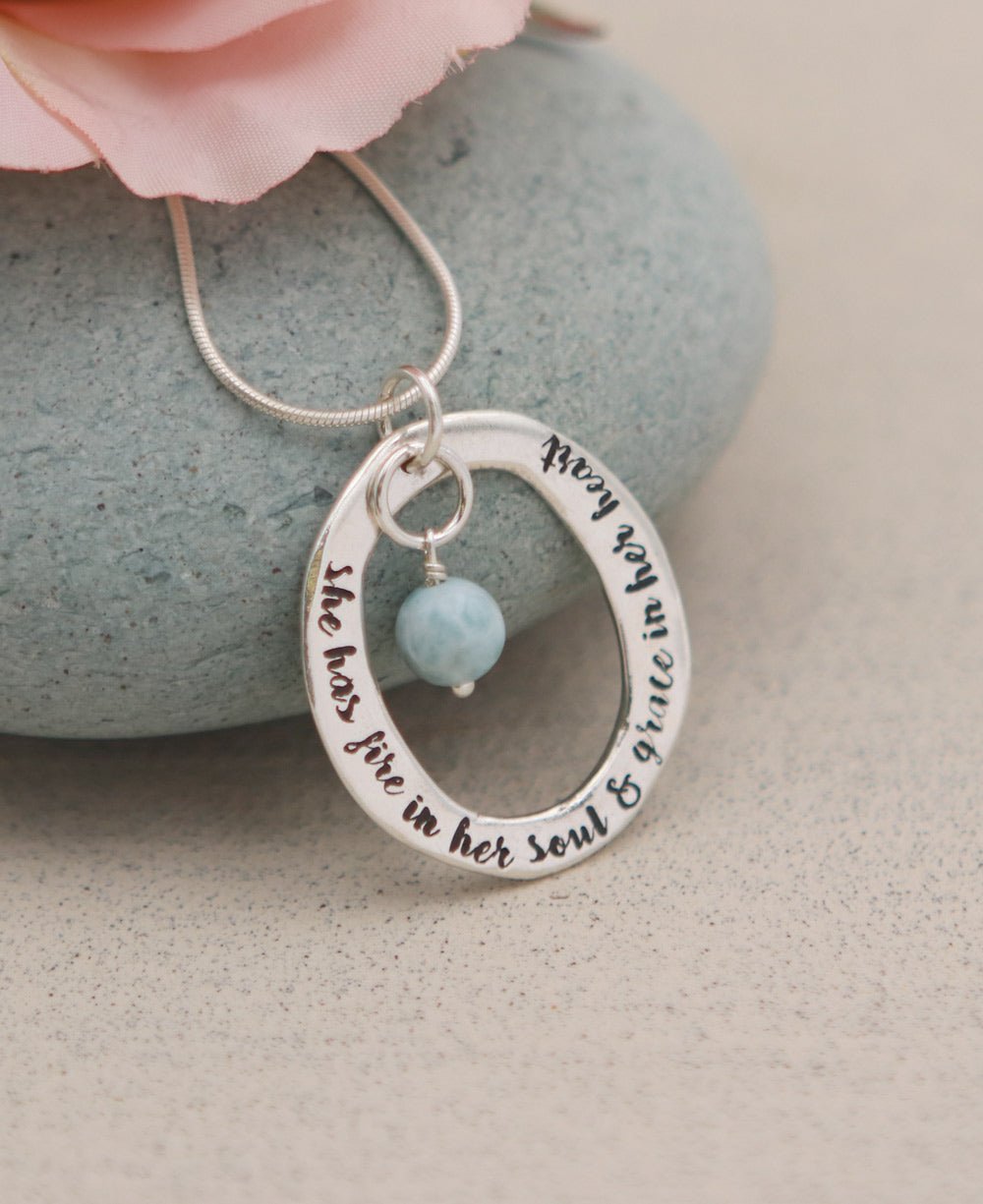 She Has Fire In Her Soul Larimar Pendant - Charms & Pendants