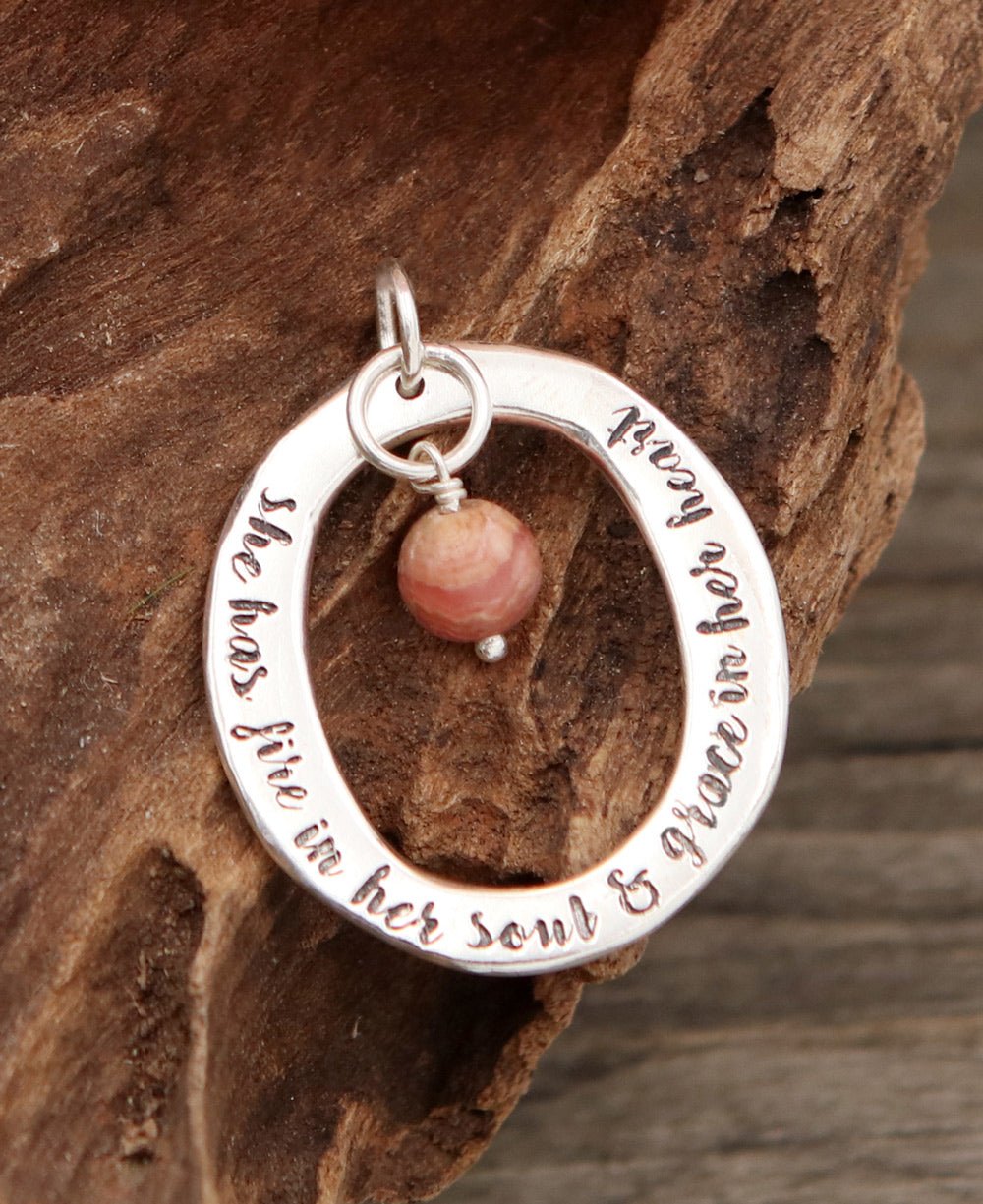 She Has Fire In Her Soul Rhodochrosite Pendant - Charms & Pendants