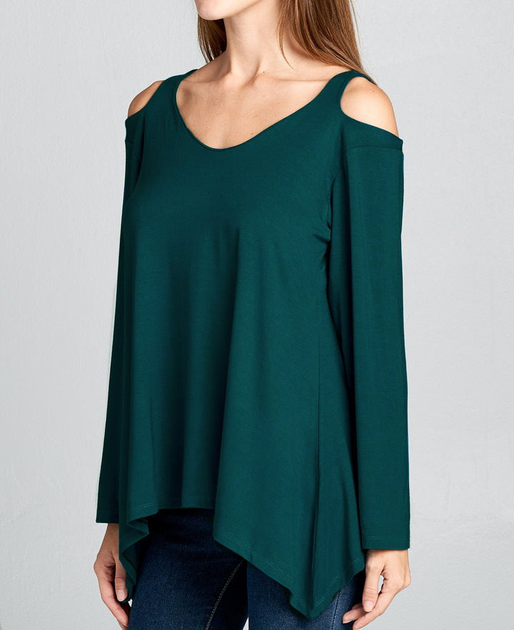 Shoulder Cut Yoga Top in Teal -