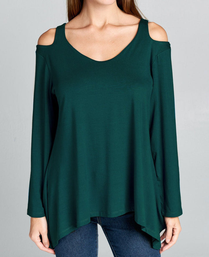 Shoulder Cut Yoga Top in Teal -