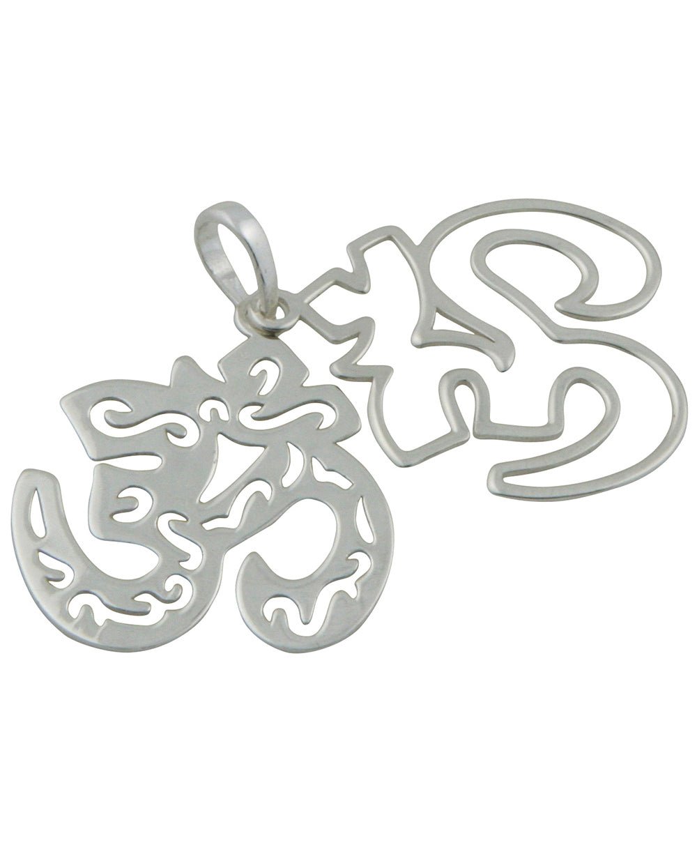 Silver Om Pendant in Layered Style - Charms & Pendants