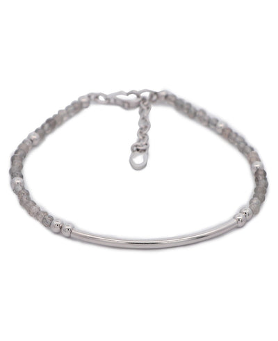 Sleek and Elegant Labradorite Crystal Bracelets, Sold Individually - Bracelets Silver Bar