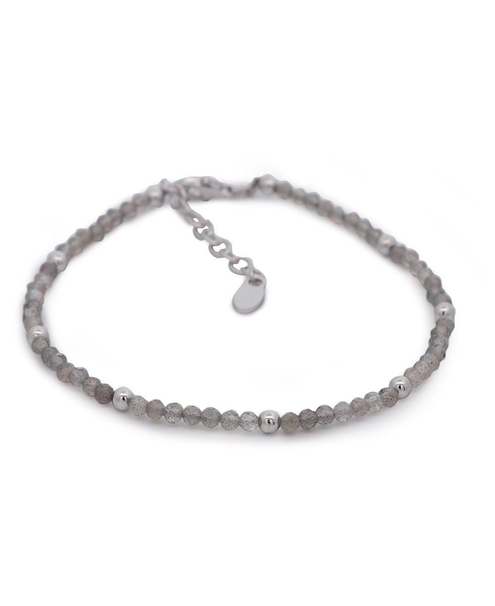 Sleek and Elegant Labradorite Crystal Bracelets, Sold Individually - Bracelets Silver Beads