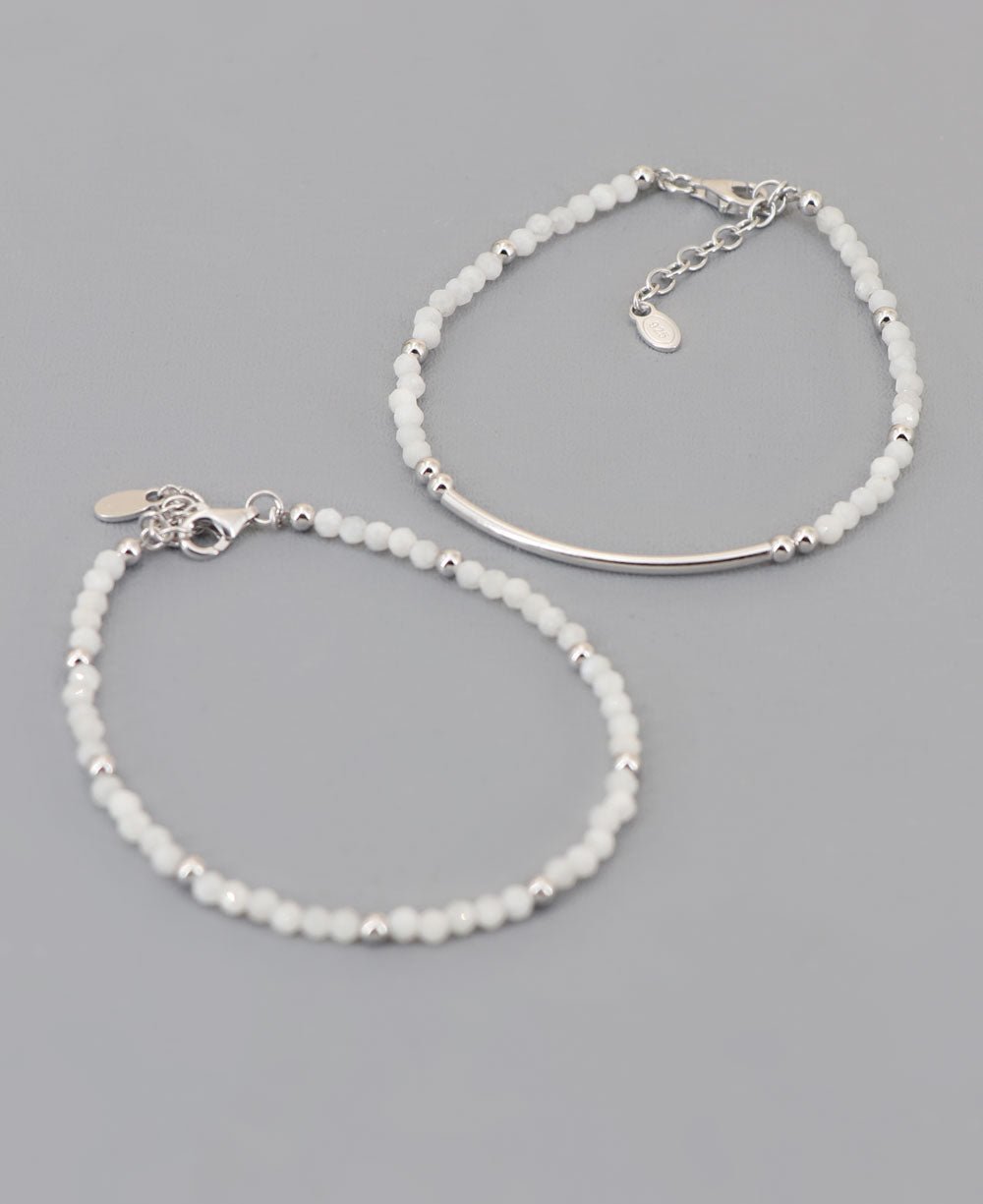 Sleek and Elegant Moonstone Crystal Energy Bracelets, Sold Individually - Bracelets Silver Bar