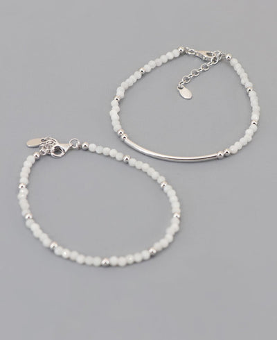 Sleek and Elegant Moonstone Crystal Energy Bracelets, Sold Individually - Bracelets Silver Bar