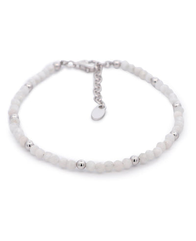 Sleek and Elegant Moonstone Crystal Energy Bracelets, Sold Individually - Bracelets Silver Beads